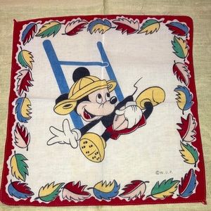 Rare MICKEY MOUSE vtg. hanky in red, wh, yel, blue. Marked W. D. P.  $24